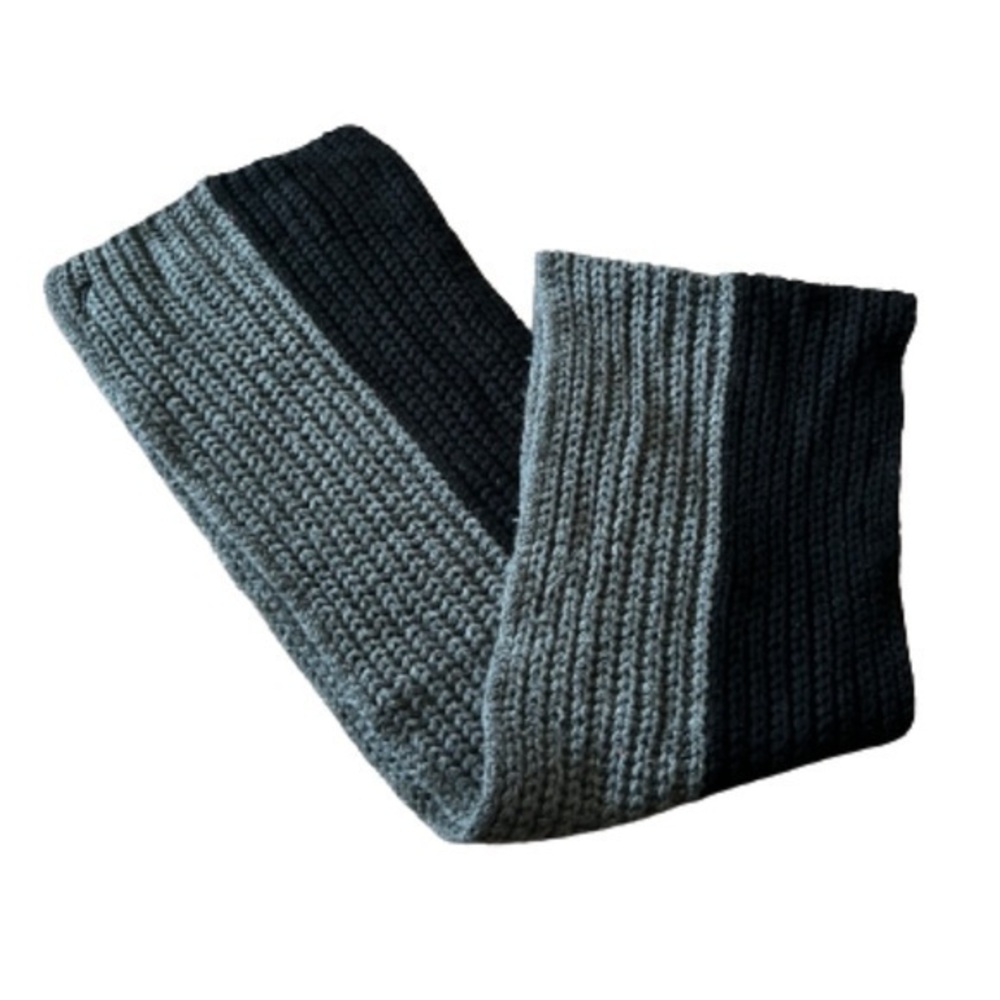 Nautica black/gray cable knit wool blend scarf NWOT